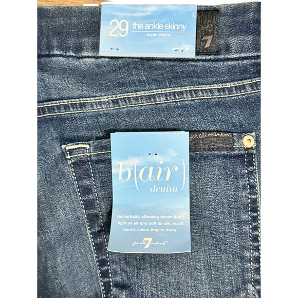 NWT 7 For All Mankind B(air) Denim Ankle Skinny Jeans Blue Women's Size 29 - Picture 7 of 7